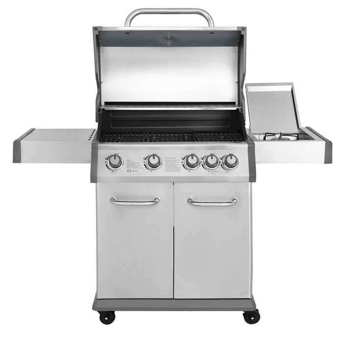 4+1 Burner Deluxe Gas BBQ with Piezo Ignition, Stainless Steel - DG17