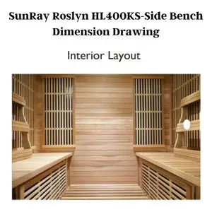 HL400KS-Side Bench SUNRAY ROSLYN 4-PERSON INDOOR INFRARED SAUNA HL400KS-SIDE BENCH