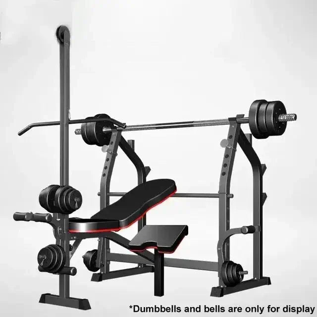 Home Gym Equipment -Multifunctional Squat Rack and Bench Press Folding Weight Bench Exercise Equipment Fitness Set Dumbbells and Barbells