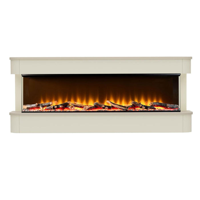 Juliette 3-Sided Wall Mounted Electric Fireplace in Cream, 2Kw