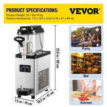 VEVOR 15Lx2 Commercial Margarita & Slushie Machine, 1000W Frozen Drink Maker"