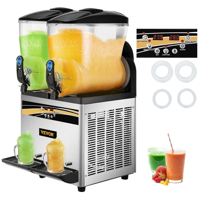 VEVOR 15Lx2 Commercial Margarita & Slushie Machine, 1000W Frozen Drink Maker"