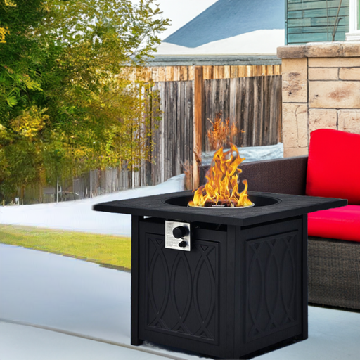 50,000 BTU Propane Fire Pit Table Square Heater with Lava Rocks Cover